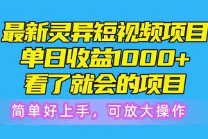 （10542期）最新灵异短视频项目，单日收益1000+看了就会的项目，简单好上手可放大操作