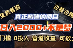 (11979期)免费看剧,边看边赚,日入2000+不是梦,一个真正的躺赚项目