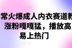 非常火爆成人内衣赛道教学，​涨粉嘎嘎猛，播放高，易上热门