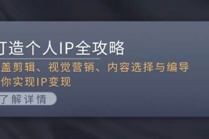 打造个人IP全攻略：涵盖剪辑、视觉营销、内容选择与编导，助你实现IP变现