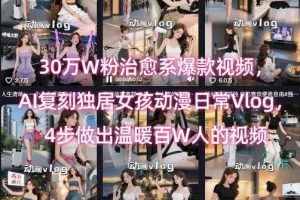 30万W粉治愈系爆款视频，AI复刻独居女孩动漫日常Vlog，4步做出温暖百W人的视频