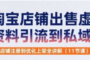 淘宝店铺出售虚拟资料引流到私域，从店铺注册到优化上架全讲解(11节课)