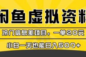 咸鱼虚拟资料变现，冷门信息差项目，一单20米，小白一天也能日入5张+