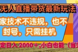 淘宝无人直播带货最新玩法，独家技术不违规，也不封号，全自动运行，只需挂着，  稳定日入2k【揭秘】