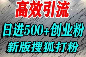 怎么打创业粉？搜狐网打精准创业粉，打粉引流教程，单人日引500+精准创业粉