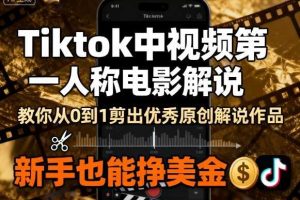 Tiktok中视频第一人称电影解说，教你从0到1剪出一个优秀的原创解说作品，新手也能挣美金
