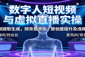 数字人短视频与虚拟直播实操，音频提取生成，授背景添加，原创度提升及违规规避