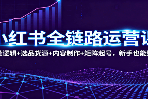 小红书全链路运营课：流量逻辑+选品货源+内容制作+矩阵起号，新手也能赚钱