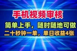手机视频审核,随时随地可做,二十秒钟一单,单日收益4张+【揭秘】