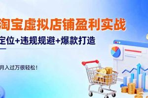 (16387期)淘宝虚拟店铺盈利实战:定位+违规规避+爆款打造,月入过万很轻松!