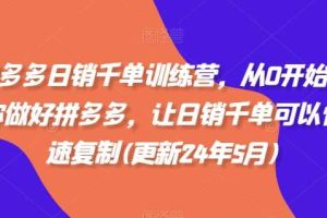 拼多多日销千单训练营，从0开始带你做好拼多多，让日销千单可以快速复制(更新25年10月)
