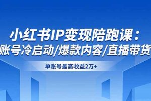(16550期)小红书IP变现陪跑课:账号冷启动/爆款内容/直播带货,单账号最高收益2万+