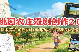 桃园农庄漫剧创作2.0:剧本撰写+角色设计+剪辑功法,零基础学做漫剧