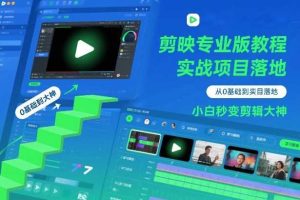 剪映专业版教程，从0基础到实战项目落地，小白秒变剪辑大神
