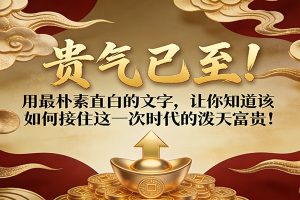 付费文章：贵气已至！用最朴素直白的文字，让你知道该如何接住这一次时代的泼天富贵！