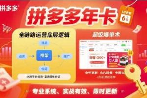 拼多多年卡，拼多多全链路运营底层逻辑，超级爆单术【更新26年1月】