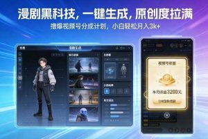 漫剧黑科技，一键生成，原创度拉满，撸爆视频号分成计划，小白轻松月入3k+