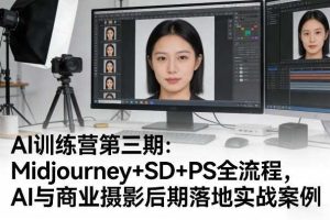 AI训练营第三期：Midjourney+SD+PS全流程，AI与商业摄影后期落地实战案例