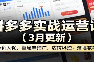 拼多多实战运营课（3月更新）：原价大促，直通车推广，店铺风控，落地教学