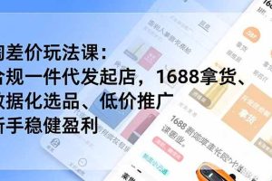 （17974期）淘差价玩法课：合规一件代发起店，1688拿货、数据化选品、低价推广，新手稳健盈利(更新4月)