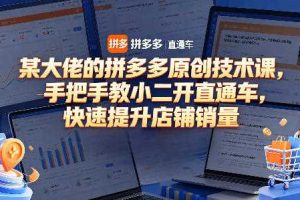 某大佬的拼多多原创技术课，手把手教小二开直通车，快速提升店铺销量