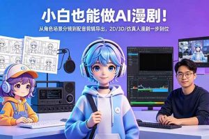 (18343期)小白也能做AI漫剧!从角色场景分镜到配音剪辑导出,2D/3D/仿真人漫剧一步到位