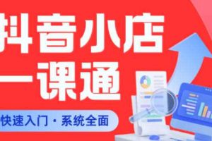 从0到1学会抖音小店系统课程，全程从0到1手把手教学，帮你避开90%新手误区