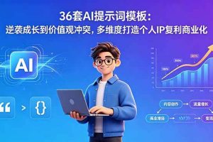 (18630期)36套AI提示词模板:逆袭成长到价值观冲突,多维度打造个人IP复利商业化