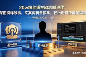（18648期）20w粉丝博主励志解说课：深挖榜样故事，文案剪辑全教学，轻松创作正能量爆款