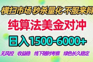 (18651期)2026美金掘金新风口-纯算法对冲震撼上线!日入1500-6000+,长久合规稳健,轻松摆脱死工资,…
