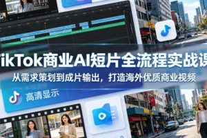TikTok商业AI短片全流程实战课,从需求策划到成片输出,打造海外优质商业视频