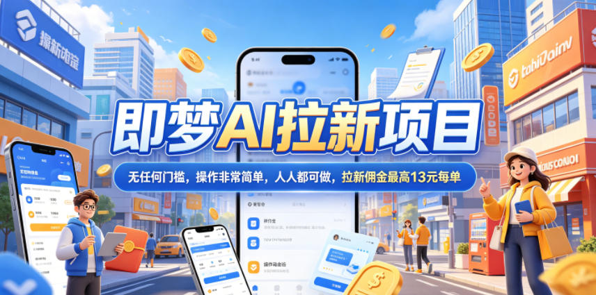2026年即梦AI拉新项目最新玩法，无任何门槛，操作非常简单，人人都可做，拉新佣金最高13米每单（更新6月）