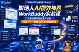 职场人AI提效神器WorkBuddy实战课，从基础操作到自定义技能，文档-PPT-数据-会议全场景自动化