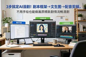 (18866期)3步搞定AI漫剧!剧本框架→文生图→配音剪辑,不用手绘也能做画质精致剧情流畅漫剧
