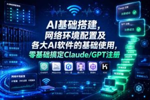 AI基础搭建,网络环境配置及各大AI软件的基础使用,零基础搞定Claude/GPT注册