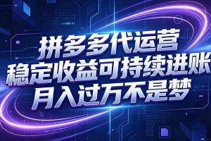 拼多多代运营,小白也能轻松月入过万,真实运营数据可查,全托管代运营