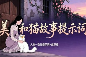 (18909期)美女和猫故事提示词,人物一致性提示词+故事板