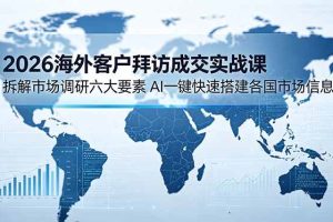 (18992期)2026海外客户拜访成交实战课:拆解市场调研六大要素,AI一键快速搭建各国市场信息库