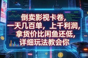 倒卖影视卡卷，拿货价比闲鱼还低，一天几百单，单日1k+利润，详细玩法教会你【揭秘】