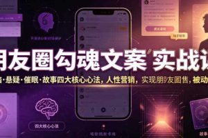 朋友圈勾魂文案实战课｜洗脑·悬疑·催眠·故事四大核心心法，吃透人性营销，实现朋友圈不销而售被动成交