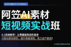 AI视频素材实战班，0-1系统教学，从零基础到进阶高手AI驱动素材焕新，提升跑量潜能，助力投产翻倍