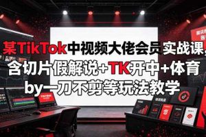 某TikTok中视频大佬会员实战课，含切片假解说+TK开中+体育by一刀不剪等玩法教学