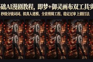 零基础AI漫剧教程，即梦+御灵画布双工具实操，秒级分镜提示词、拟真人建模、全套剪辑工程、稳定过审上剧打法