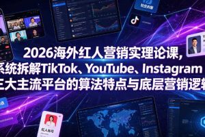 2026海外红人营销实理论课，系统拆解TikTok、YouTube、Instagram三大主流平台的算法特点与底层营销逻辑