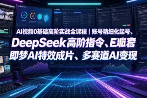 AI视频0基础高阶实战全课程｜账号精细化起号、DeepSeek高阶指令、即梦AI特效成片、多赛道AI短视频量产变现