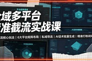 全域多平台精准截流实战课｜7大截流核心玩法、6大平台矩阵布局、私域导流、AI话术批量生成、精准打粉闭环教程