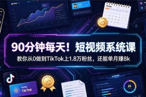 90分钟每天!短视频系统课教你从0做到TikTok上1.8万粉丝,还能单月賺8k【原创双语字幕】
