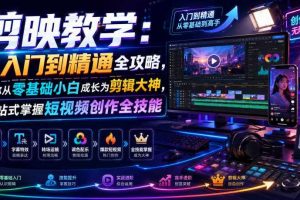 剪映教学：从入门到精通全攻略，带你从零基础小白成长为剪辑大神，一站式掌握短视频创作全技能