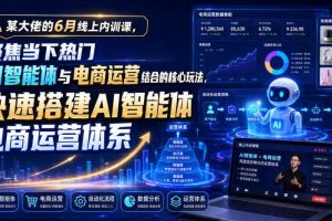 某大佬的6月线上内训课,聚焦当下热门AI智能体与电商运营结合的核心玩法,快速搭建AI智能体电商运营体系