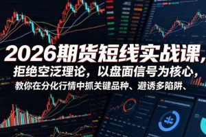 2026期货短线实战课,拒绝空泛理论,以盘面信号为核心,教你在分化行情中抓关键品种、避诱多陷阱(更新0711)